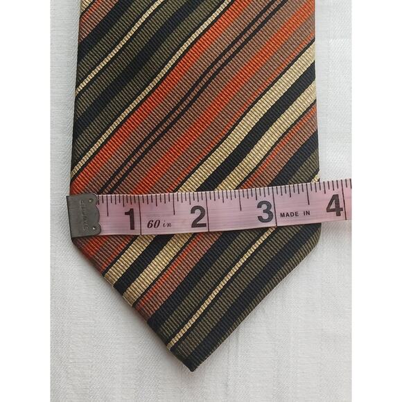 FABIO FERRETTI, Designer Dress Tie, Striped Fall Colors, 100% Silk, Italian vtg - Picture 7 of 7